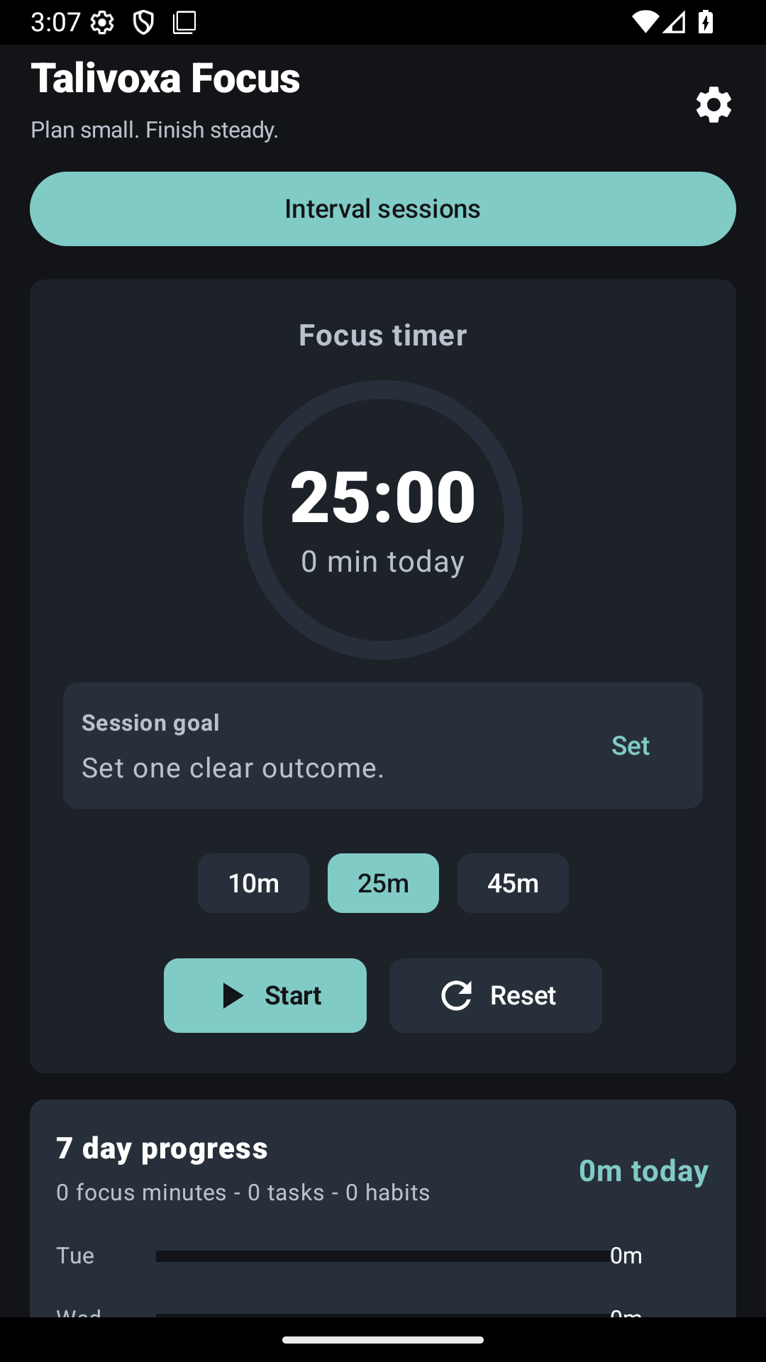 Talivoxa Focus home screen